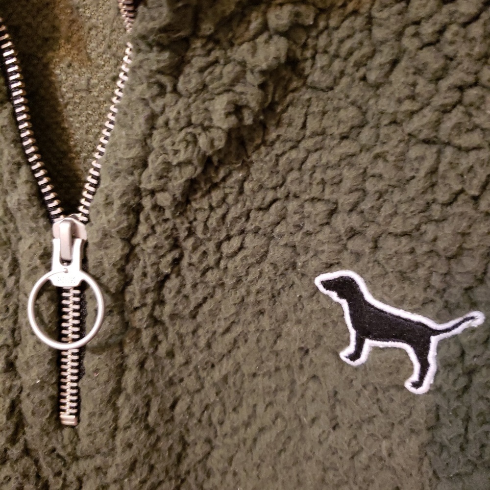 PINK Victoria Secret fuzzy top Olive green sz s